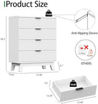 Xixini Fluted Nightstand with 4 Drawers, 31.5" Wide Side Table, White