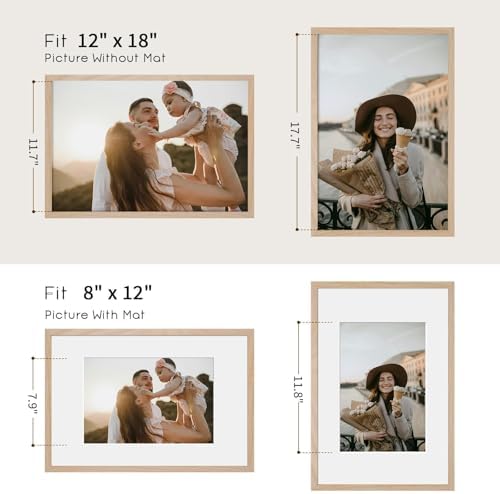 puthiac 12x18 Solid Oak Wood Picture Frame, Natural Oak, 1 Pack