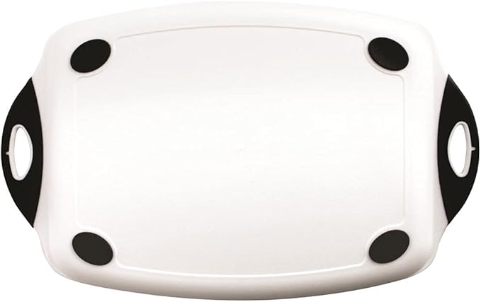 Dexas Chop & Serve Cutting Board, 12.5 by 20 inches, White with Black Handles (329-32-25)