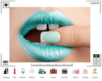 Trykid 17x10ft Mint Green Lip Backdrop Matching Manicure Bold Makeup Beauty Closeup Photography Background Editorial Creative Beauty Event Party Decoration Tapestry Photo Booth Prop Fabric - size: 17x10ft