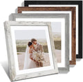 Hongkee 12x12 Picture Frame Set of 4, Made of Made of Glass and Multicolour Wooden Frame, 12 by 12 Photo for Wall or Tabletop - Display Picture 10x10 with Mat or 12x12 Without Mat