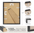 puthiac 6x8 Solid Oak Wood Picture Frames, Black, 3 Pack