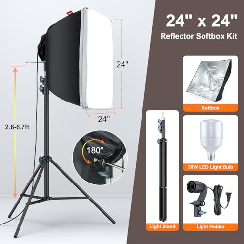 LINCO Lincostore Photo Video Studio Light Kit AM169 - Including 3 Color Backdrops (Black/White/Green) Background Screen