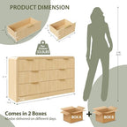 Decofy 55" W Fluted 7-Drawer Dresser for Bedroom, Natural Oak