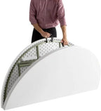 PRO&Family Commercial Round Folding Table, White Top, Powder-Coated Steel Frame, High-Impact Polyethylene Construction, Perfect for Wedding, Party, Shool, Church. (1, 72" Bi-Fold)