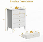 RoyalCraft White Fluted 4 Drawer Dresser for Bedroom, Modern Chest of Drawers, Wood Dresser for Storage Clothes, Wooden Storage Cabinet Nightstand for Bedroom, Hallway, Living Room, Entryway