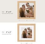 puthiac 4x4 Solid Oak Wood Picture Frames, Natural Oak, 3 Pack