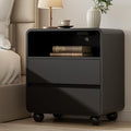 Lulive Night Stand, Bedside End Table with Charging Station, Black