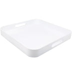 SforGUVA Square Navy Blue Decorative Serving Tray with Handles, Versatile Ottoman Tray for Coffee Table, Entertaining, Outdoor Patio, Living Room, 13”*13”*1.6”