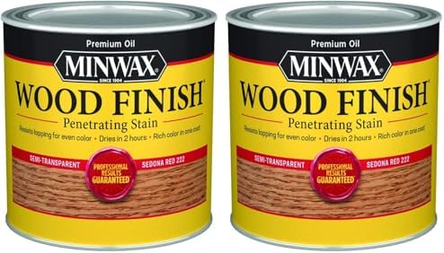 1/2 pt Minwax 22220 Sedona Red Wood Finish Oil-Based Wood Stain (Pack of 2)