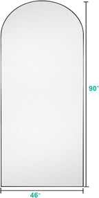 BEVERDY Full Length Mirror, Arched Floor, 46" x 90" Oversized, Freestanding, Full Body Mirror, Arch Full Length, Wall Mounted Mirror for Bedroom, Black