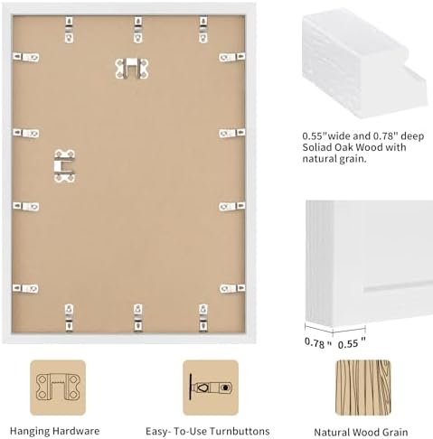 puthiac 20x30 Solid Oak Wood Picture Frames, White, 3 Pack