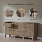 T4TREAM 63" Wide Fluted 9 Drawer Dresser for Bedroom, Grey Alder