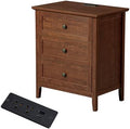 Karl home Brown Farmhouse Nightstand, Wide End Table with Charging Station