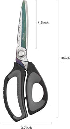 LIVINGO Heavy Duty Industrial Scissors: 10" Utility Stainless Steel Sharp Scissors all Purpose Premium Titanium Coating Forged Shop Shears for Household Pruning, Gardening, Construction, Black & Grey
