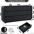 Standifurno Dresser for Bedroom, Modern Cuved Dresser with 9 Drawers,Black Dresser with Handleless Design, Closet Storage Dresser, 15.43" D x 57" W x 28.3" H (9 Drawers)