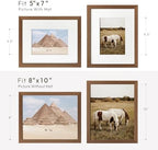 8x10 Picture Frame, Solid Oak Wood 8 x 10 Photo Frame with Mat to 5x7