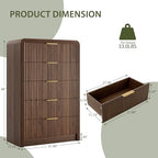 Decofy Fluted 5 Drawers Dresser, 48" Tall Chest of Drawers for Bedroom