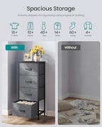 SONGMICS Dresser for Bedroom, Tall Dresser with 4 Fabric Drawers