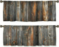 Rustic Wood Plank Pattern Curtain, Two-Pack, Weathered Barn Texture Background, Suitable for Kitchen, Bathroom, Bedroom, 54x18 inches. - color: Rustic Wood Plank