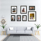 Hongkee 8x10 Picture Frame Set of 4, Made of Real Glass and Rustic Black Wooden Frame, 8 by 10 Photo for Wall or Tabletop - Display Picture 5x7 with Mat or 8x10 Without Mat