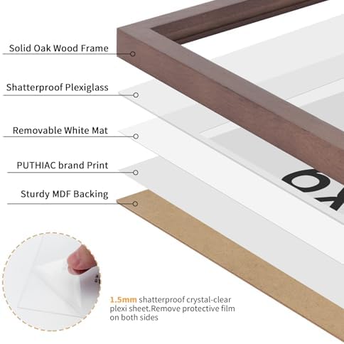 puthiac 6x6 Solid Oak Wood Picture Frame, Walnut, 1 Pack