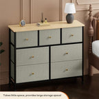 Sweetcrispy 7 Drawer Dresser for Bedroom Storage with Fabric Bin, Ink Green