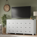 BORNOON 9-Drawer Dresser, Modern Wooden Storage Chest of Drawers, Dresser TV Stand, Wood Drawer Organizer with Metal Handles for Bedroom, Living Room, Hallway
