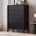 CHUWELL 45" Tall Black 5 Drawer Dresser for Bedroom with Solid Wood Legs