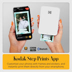 KODAK Step Instant Smartphone Photo Printer, Portable Mini Color Wireless Mobile Printer, Zink 2x3” (5.1x7.5 cm) Sticky-Back Photos, Bluetooth Compatible with iOS & Android Devices, Editing App, White - color: White, style: Printer