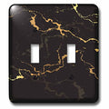 3dRose Image of black and yellow marble texture, faux stone backdrop double toggle switch - style: Double Toggle Switch