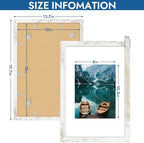 Hongkee 12x18 Picture Frame Set of 4,12x18 Distressed White Wood,Mat 8.5x11