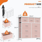 Sweetcrispy 9 Drawer Fabric Dresser Storage Tower Drawer Organizer, Pink