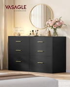 VASAGLE 6-Drawer Dresser, Chest of Drawers, 46.9 x 15.8 x 30.7 Inches