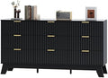 HUANLEGO Fluted Dresser for Bedroom with 9 Drawers, Black