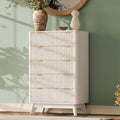 47" Wide Fluted 6 Drawers Dresser for Bedroom,Curved Edge,White