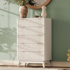 47" Wide Fluted 6 Drawers Dresser for Bedroom,Curved Edge,White