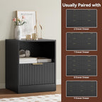 3-Piece 9 Drawer Dresser and 1-Drawer Nightstand Set, Black丨63 Wide Fluted Bedroom Dresser Set Night Stand Set of 2, Modern Wood Chest of Drawers Storage Dressers Set for Bedroom