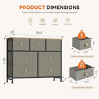 Sweetcrispy 7 Drawer Dresser for Bedroom Storage with Fabric Bin, Ink Green
