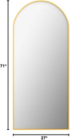 Antok Arched Full Length Mirror, 71"x28" Gold Metal Frame Floor Mirror for Bedroom Living Room, Freestanding/Wall Mount/Leaning
