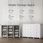 Xixini 59.1" Wide 12-Drawer Farmhouse Dresser for Bedroom, White