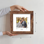Hongkee 6x6 Picture Frame Set of 4, Made of Glass and Rustic Brown Wooden Frame - Display Picture 4x4 with Mat or 6 x 6 Without Mat, 6x6 Photo for Wall or Tabletop
