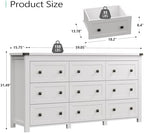 Xixini 59.1" Wide 9-Drawer Farmhouse Dresser for Bedroom, White