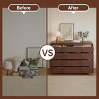 FURSUN Fluted 8 Drawers Dresser for Bedroom, 55" Wide Wooden Dresser with Metal Handle, Curved Profile Design, Modern Storage Organizer for Bedroom, Living Room, Hallway, Dark Walnut