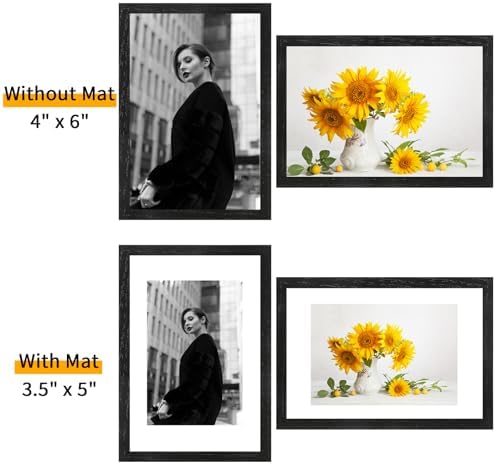 puthiac 4x6 Solid Oak Wood Picture Frame, Black, 1 Pack
