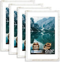 Hongkee 20x30 Frame Set of 4, 20 x 30 Distressed White Wood(Mat 16x24)