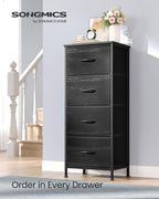 SONGMICS Dresser for Bedroom, Tall Dresser with 4 Fabric Drawers