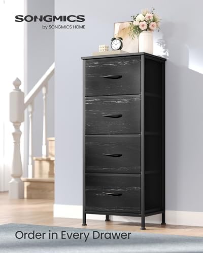 SONGMICS Dresser for Bedroom, Tall Dresser with 4 Fabric Drawers