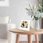 puthiac 8x8 Solid Oak Wood Picture Frame, White, 1 Pack