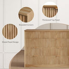 LYNCOHOME Fluted Tall Dresser for Bedroom, 9 Drawer Chest of Drawers, Oak